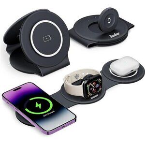 3 in 1 Wireless Charging Station for iPhone Apple Watch Airpods Travel Dock
